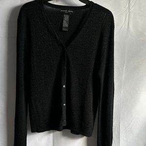 August Silk Black with Metallic button up Cardigan